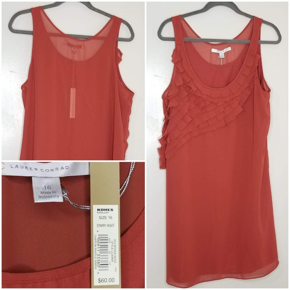 NWT LC Lauren Conrad Rusty Rose Tank Shift Size 16
